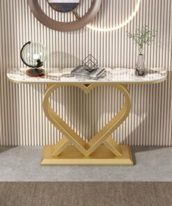 Genérico Mesas Consola con Almacenamiento, Escritorio para Pasillo, Mesa Auxiliar Estrecha, Mesa Consola Moderna con Base de Metal, Tablero de Piedra sinterizada, Mesa Auxiliar Estrecha para sofá, me