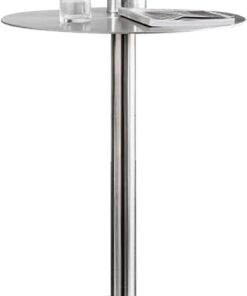 Genérico Mesa de bistró Mesa Alta de acero Inoxidable, Mesa de Bar Redonda Que Ahorra Espacio, Mesa de cóctel con Patas y Base estables, mesas Altas fáciles de Montar para Fiestas en restaurantes, ca