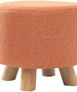 Bancos de Almacenamiento Reposapiés Banco de Zapatos de Cambio Redondo Madera Osman Taburete de Cambio de Zapatos Funda Desmontable Taburete de sofá Taburete de Descanso Naranja (2