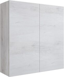 Mama Store ERA Armario Doble 2 Puertas y Sistema de Apertura Push and Pull, Laminado, Roble Blanco L. 68 x P. 22 x H. 71 cm
