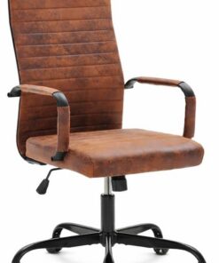 BAKAJI Silla de Oficina ergonómica de Piel sintética con Respaldo Alto y Soporte Lumbar, sillón de Escritorio Giratorio, Altura Ajustable a Gas y Ruedas giratorias 360° Base 64,5 cm cromada