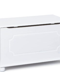 Inter Link - Baúl de madera maciza - Baúl de almacenaje - Banco de almacenaje con tapa abatible - Lacado blanco - Emel