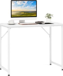FANTASK Escritorio, Escritorio de Oficina de 100 cm, Escritorio pequeño para Ordenador (Blanco)