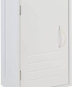 Relaxdays Mueble de Baño para Pared, Balda Ajustable, Cierre Magnético, 50x30x18,5 cm, Armario Mural Compacto, Blanco
