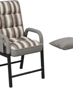 Sillón moderno de tela gris con cojín en la cintura, cómodo sillón reclinable para sala de estar, dormitorio, oficina, elegante marco de acero individual