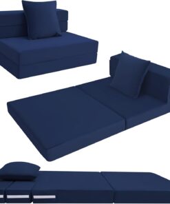 MeMoreCool Folding Mattress, High Density Foam Fold out Sofa Chair Z Bed, Foldable Floor Futon Mattress, Floor Lounger Guest Sofa Bed Folding Couch for Sleeping, Car Tent, Travel, 11cm Thick