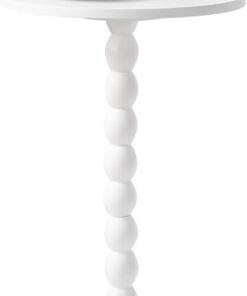 Aibiju Mesa Auxiliar Estrecha, Mesita de Noche Moderna, Redonda, Pequeña, con Patas de Madera Maciza para Sala de Estar, Dormitorio y Espacios Pequeños, Color Blanco YD-RST001W