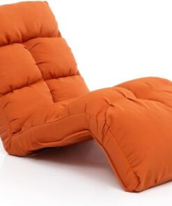 Hanah Home Mecedora de jardín Moderna, Color Naranja, Marco 100% de Metal y Tejido para Exteriores, Respaldo Ajustable en 14 Posiciones, inclinación de 160 cm