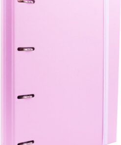 Raylu Paper - Archivador 4 anillas con 6 separadores de colores y recambios de 100 hojas A4 de cuadrículas 5x5mm, carpeta con 4 anillas lomo de 60mm. (Rosa Pastel)