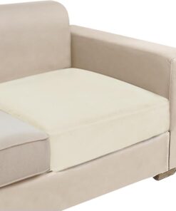 NAISI Fundas de cojín para sofá, 1 pieza, fundas elásticas de terciopelo para asiento o respaldo, fundas individuales suaves para sofá modular (1 pieza para cojín de asiento o respaldo, crema)