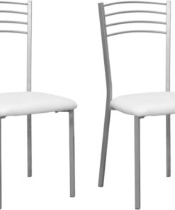 Shiito | Pack de 2 Sillas de Cocina | Asientos de Polipiel Blanco | Modelo SINTRA