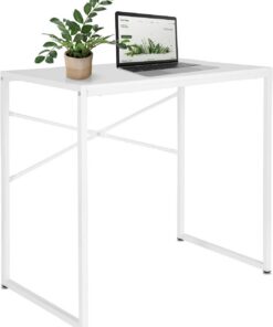 hjh OFFICE 830071 Escritorio Blanco Easy UP H I 78x46 cm, Mesa Auxiliar, Escritorio de Ordenador Moderno, Mesa de Trabajo
