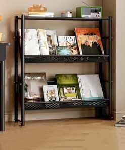 Organizador de estantería para espacios estrechos, solución de almacenamiento de hierro forjado multicapa ultrafino para juguetes, libros y decoración del hogar, diseño que ahorra espacio para