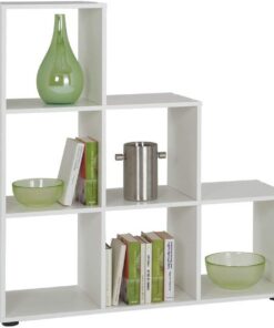 FMD Möbel Mega 1 Estantería, Madera, Blanco, 104.5x33x108 cm