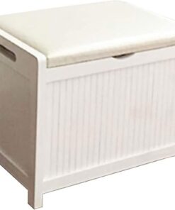 Taburete de pie Banco de Almacenamiento de Entrada Taburete de Almacenamiento de Madera Maciza Blanca Cambio de Banco de Zapatos Taburete de Almacenamiento de otomanas (Tamaño: 45x