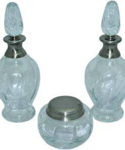 DONREGALOWEB DRW - Juego de tocador de Cristal y Metal en Color Plateado