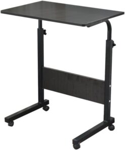Sogesfurniture 60 x 40 cm Mesa Enrollable de Cama sofá para Ordenador portátil, Altura Ajustable, Mesa Auxiliar Soporte para Ordenador y Mesa con 4 Ruedas bloqueables, Negro 05#1-60BK-BH