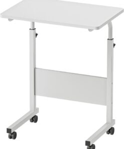 sogesfurniture - Mesa Auxiliar móvil para Cama y sofá (60 x 40 x 71 – 90 cm), Color Blanco