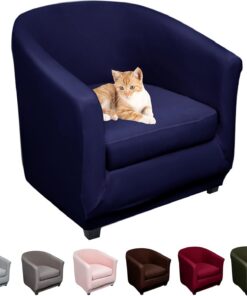 Lydevo Funda de Sillón Elásticas 2 Piezas Funda para Sillón Chesterfield con Funda de Asiento Elegante Cubierta de Sillón Extraíble Lavable Protector para Sillón,Azul Marino