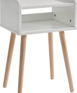 IBUYKE Mesita de Noche de Madera,Estante Abierto,Blanco WNS003W | Mesa Auxiliar,Mesitas de Café,38,5X 29 x59,5cm,Extremo del Sofá para Dormitorio, Salón