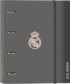 Safta REAL MADRID 3ª EQUIPACIÓN 24/25 - Carpeta 4 Anillas de 35 cm con 100 Hojas A4, Ideal para Niños de Diferentes Edades, Cómoda y Versátil, Calidad y Resistencia, 27x3.5x32 cm