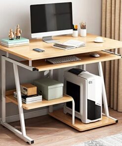 Genérico Escritorio Compacto de 24 Pulgadas con Bandeja para Teclado - Mesa de Oficina esquinera Moderna para PC/portátil, Ideal para oficinas en casa y Espacios pequeños (Acabado Roble)