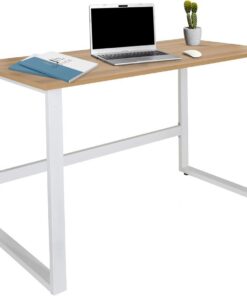 hjh OFFICE 830075 Escritorio para Ordenador WORKSPACE Light I 120 x 60 cm, Mesa de Estudio para Oficina, Roble Claro/Blanco