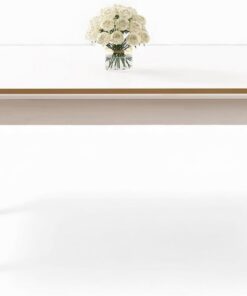 Mesa de Comedor Moderna con Patas de Metal, Color Blanco y Dorado, 110 x 76 x 70 cm, 100% aglomerado, diseño escandinavo, Elegante y Duradero