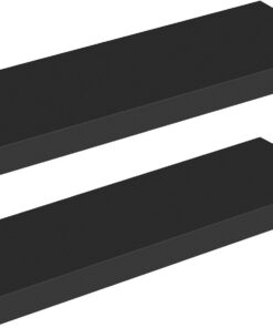 HOOBRO Estanterías de Pared, Juego de 2 Estantes de Pared de 60 cm, con Soportes Invisibles, para Baño, Dormitorio, Cocina, Oficina, Sala de Estar, Negro EBK60BJ01