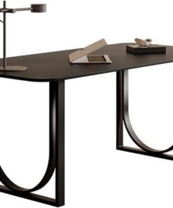 Escritorio para ordenador Escritorio de losa de piedra vintage, mesa de PC for el hogar, escritorio de oficina, mesa de comedor de té negro simple for sala de estar Escritorio gaming(100*50*75cm)