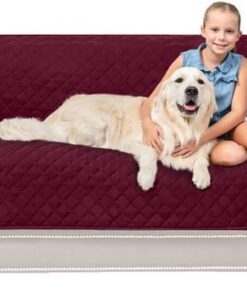 Sofa Shield Funda de sofá con correa patentada, protector de cojín, funda reversible resistente a las manchas y al desgarro de perros, asiento de microfibra acolchada de 88 pulgadas, fundas lavables