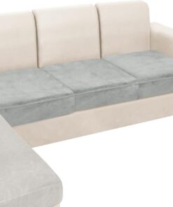 NAISI Fundas de cojín para sofá, 3 piezas, fundas elásticas de terciopelo para asiento o respaldo, fundas individuales suaves para sofá modular (3 piezas para cojín de 3 asientos, gris claro)