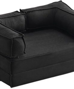 Sofá Cama Convertible, Sofá Cama Plegable Con Colchón De Compresión, Cómodo Sofá Cama King Size De Pana Con Respaldo, Para Salón Dormitorio Salón-comedor Apartamento(Size:2m（6.6ft）,Color:Black - Cordu