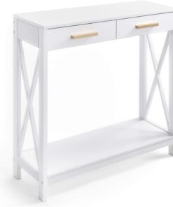 Prosumer's Choice Sofá y consola compacto de 2 niveles, 2 cajones, elegante, entrada, pasillo, vestíbulo, mesa auxiliar decorativa para sala de estar, oficina, pasillo
