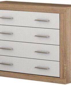 SHIITO | Cómoda con 4 Cajones | Ideal para Dormitorios | Color Cambrian Blanco - 81,5 x 98 x 39,6 | Modelo Bono