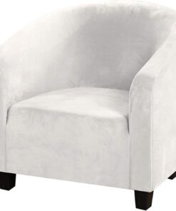 Funda de Terciopelo Suave para Silla de bañera, Fundas de Silla de Cubo de Alta Elasticidad, Fundas Suaves para sillas de Club, Fundas para sillón para Comedor, Sala de Estar, cafetería, Bar (Blanco)