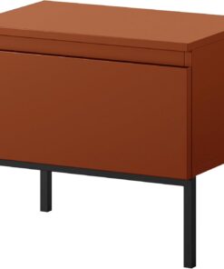 Selsey Mesita De Noche con Cajón 43 x 49 cm Mesilla De Noche con Patas Negras para Dormitorio Salón Ladrillo Bemmi