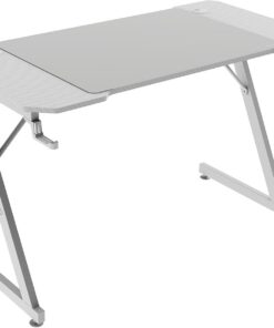 Mars Gaming MGD-X120, Mesa Gaming Ergonómica, Superficie en Fibra de Carbono, Estructura Metálica, Alfombrilla XXL, Soporte Auriculares y Bebida, Gestión Cableado, Escritorio PC 120x60cm, Blanco
