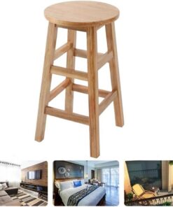 Taburete Redondo De Madera Maciza, 40 50 60 70 80cm Taburetes De Bar Taburete Alto Mostrador para Cocina, Dormitorio, Sala De Estar, Comedor Y Cafetería(60cm/24in)