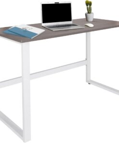 hjh OFFICE 830077 Escritorio para Ordenador WORKSPACE Light I 120 x 60 cm, Mesa de Estudio para Oficina, Gris/Blanco
