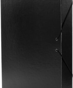 Raylu Paper – Carpeta de Proyectos Mate de tamaño A4 con lomo de 5 cm, carpeta de cartón resistente y cierre con gomas para proyectos escolares u oficina, Archivador tamaño 34 x 24 cm (Negro)