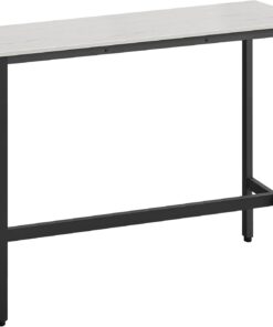 VASAGLE Mesa de Bar, Mesa de Cocina Rectangular Estrecha, Mesa Alta con Marco de Metal Robusto, 40 x 120 x 90 cm, Montaje Sencillo, Diseño Industrial, Blanco Rústico y Negro Tinta LBT120B73