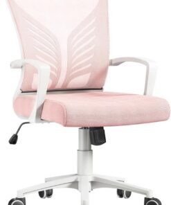 Yaheeetch Silla de Oficina Silla Malla Giratoria Silla Escritorio Rosa | Silla con Soporte Lumbar, con ruedas, Diseño Mariposa, Capacidad Max 136 KG, Malla Transpirable, Función de Inclinación