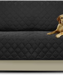 PETCUTE Cubre sofá Fundas de Sofa 3 plazas Protector de sofá Negro Acolchado Forros para Sofas