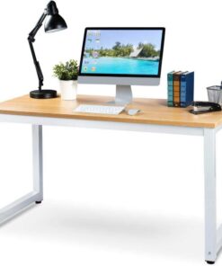 BAKAJI Escritorio de Trabajo para Ordenador con Superficie de Madera MDF con Estructura de Metal, decoración para casa, Oficina, Dormitorio, diseño Moderno, tamaño 120 x 60 x 70 cm, Talla única