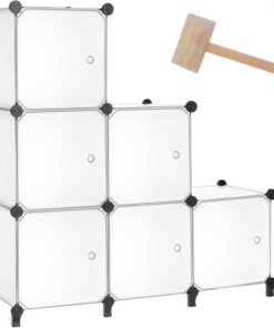 AWTATOS Organizador Cubos 6 de Almacenamiento con Puertas Estante plástico | estantería de Almacenamiento Modular apilable, solución de Almacenamiento Ideal para Dormitorio