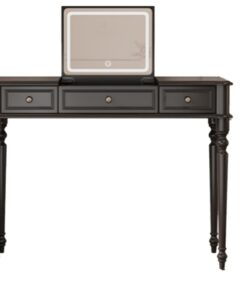 Mesa de maquillaje plegable de madera con espejo, tocador para dormitorio | Escritorio para portátil con estante para espacios pequeños, almacenamiento multifuncional dividido(Black,80cm/31.5in)