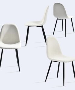 MEUBLE Cosy Juego de 4 Sillas de Comedor Escandinavo para Cocina Salón Dormitorio Oficina Tapizadas en Tela sin Reposabrazos con Patas Metal, Beige