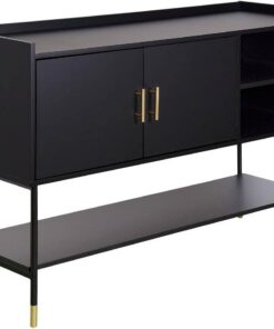 ATMOSPHERA CREATEUR D'INTERIEUR Aparador de 2 Puertas Tedy, Madera y Metal, Negro