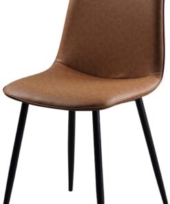 Nórdico Silla del Comedor con Patas de Metal, Moderno Simple Cuero de la PU Taburete con Respaldo, Restaurante/cafetería/computadora/Desván/Taburetes de Bar/Oficina Silla Lateral
